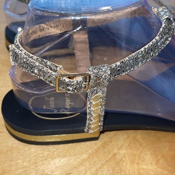 Jack Rogers Womens Cheney Metallic T Strap Sandals Gold Size 9 - Picture 6 of 11